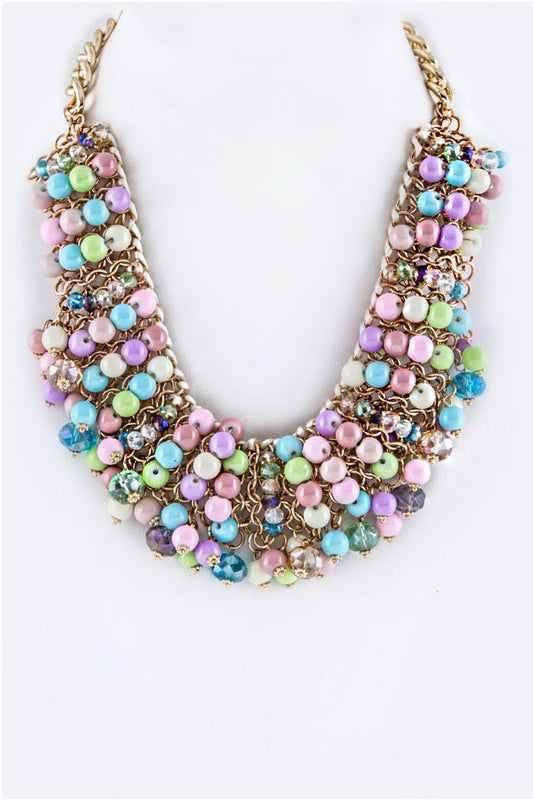 Multi-colored Beaded Statement Necklace