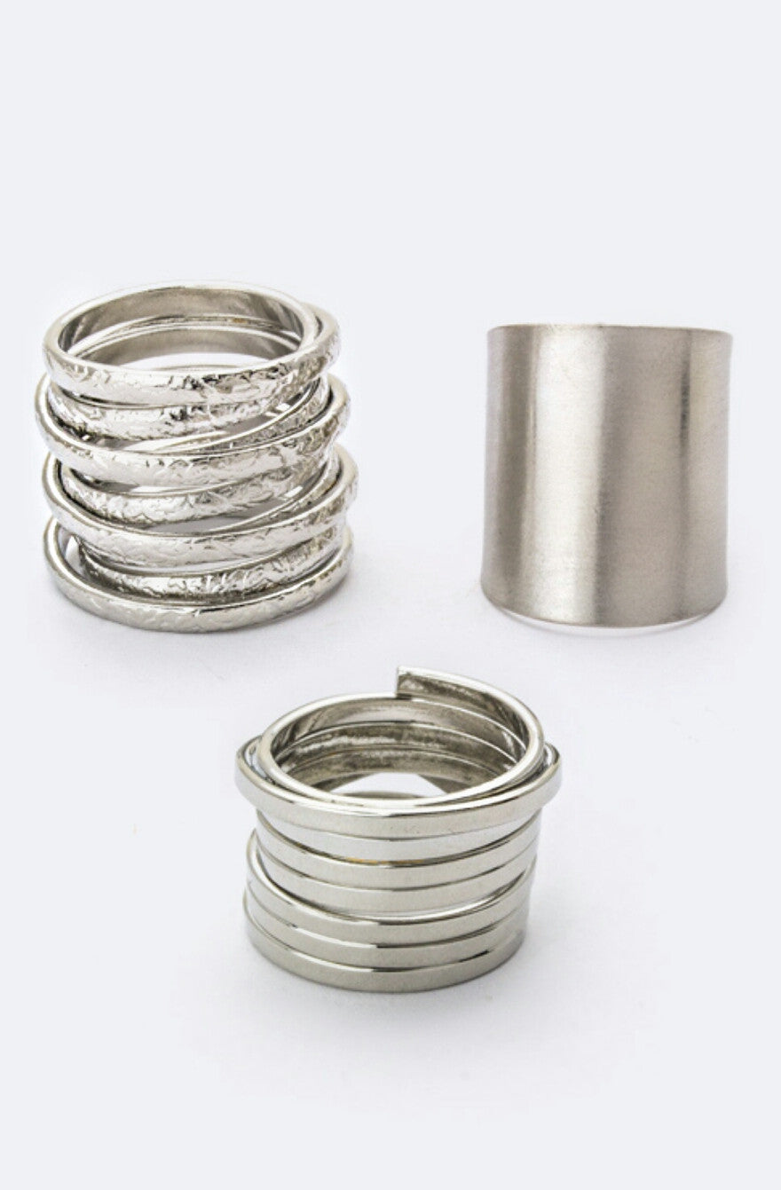 Coiled Metal Rings Set