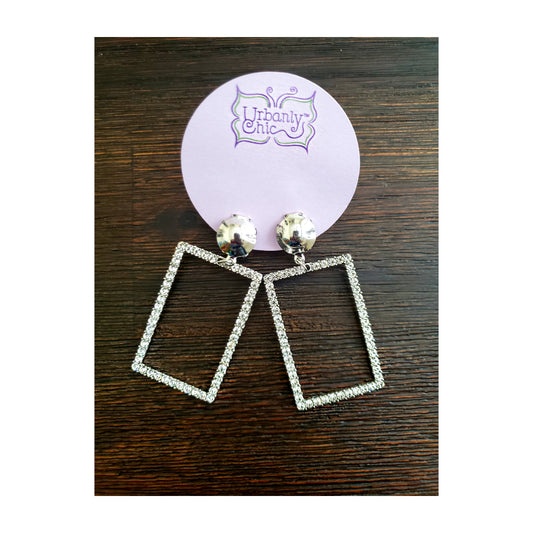 *Clip-On* Rhinestone Rectangle Drops