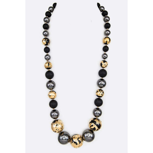 Metallic Beads Statement Necklace
