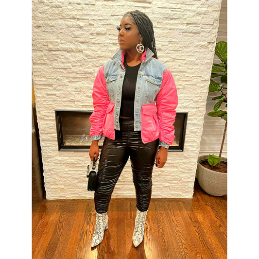 Plush Pink Denim Jacket