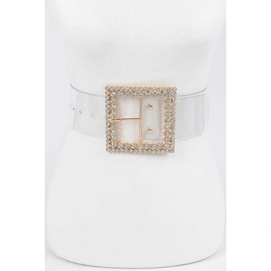 (RESTOCKED) Rhinestone Embellished Oversized Square Buckle Belt