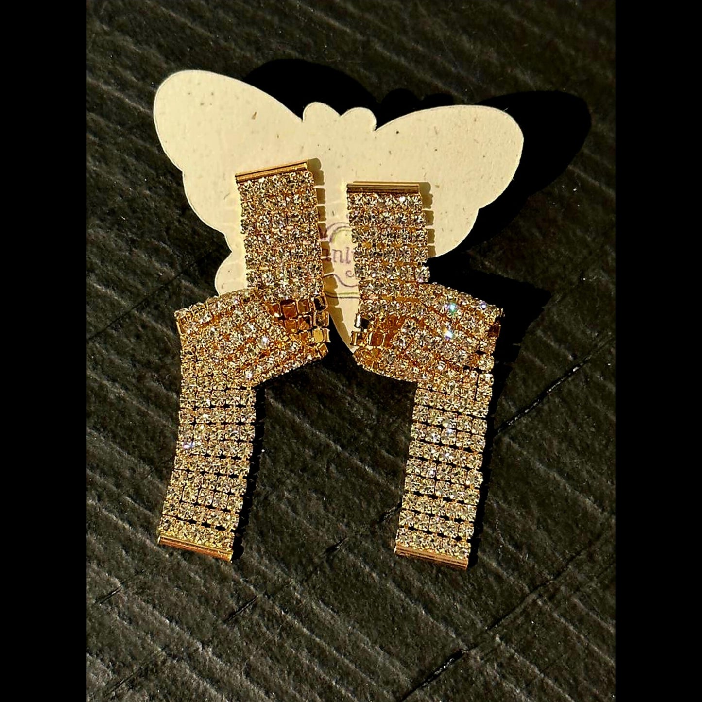 Rhinestone Ribbon Earrings
