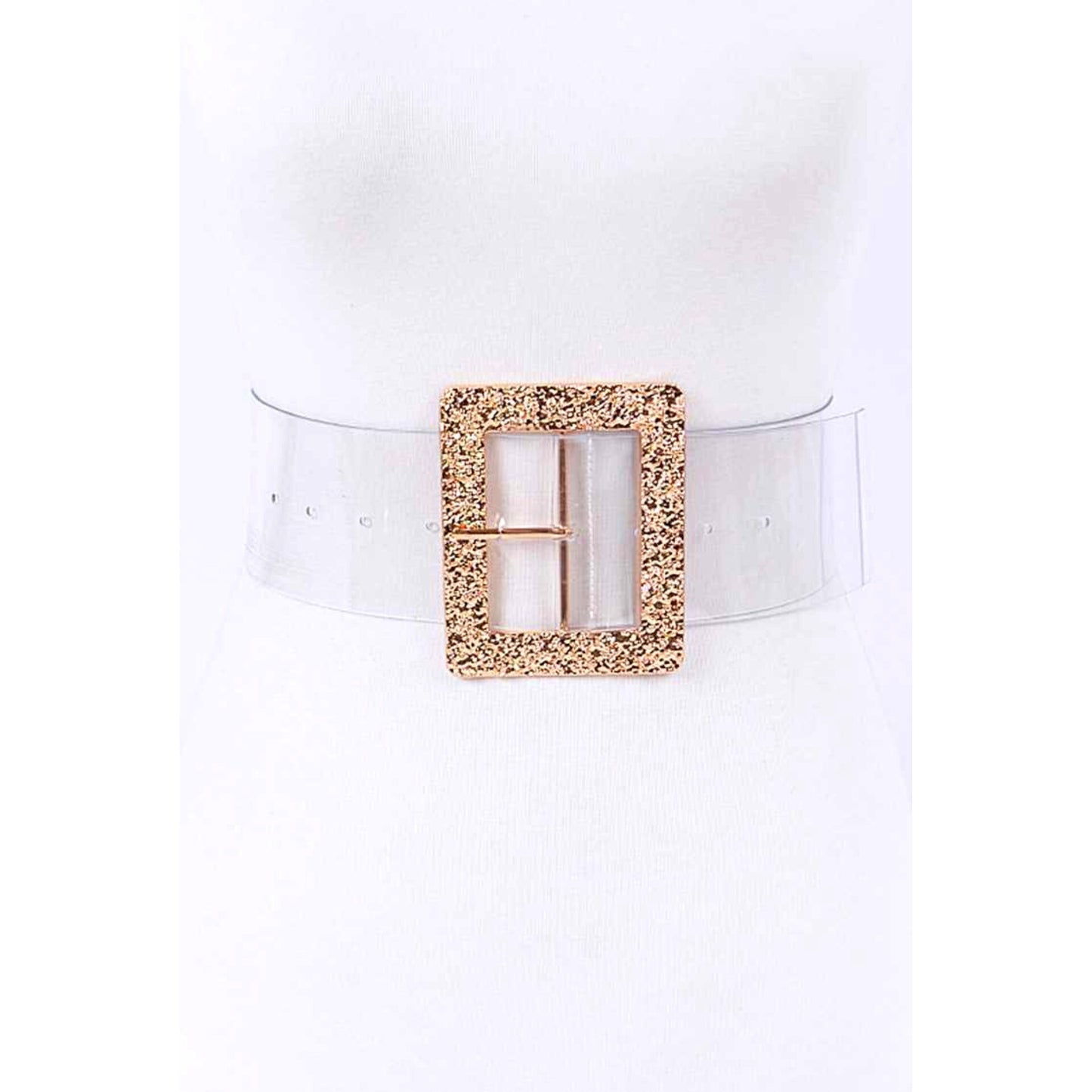 (RESTOCKED) Textured Buckle Transparent Belt