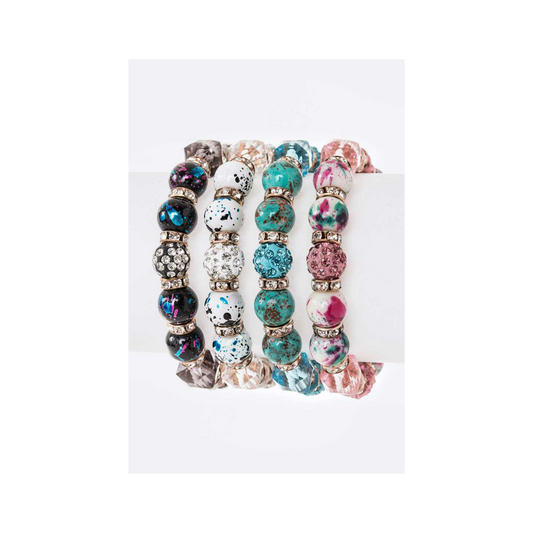 Marbled Beads Bracelet Set