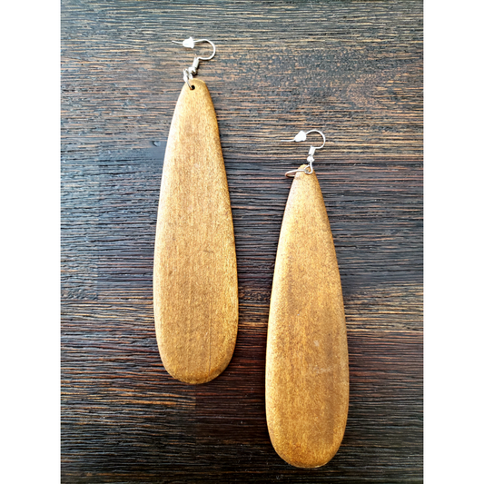 Wooden Tear Drop Earrings (NEW)