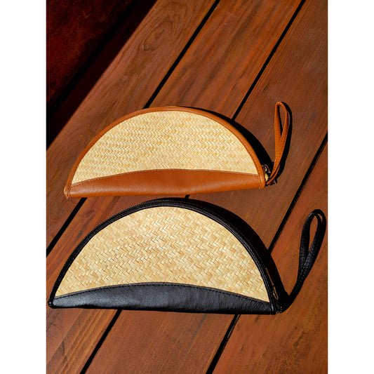 Half Moon Straw Clutch