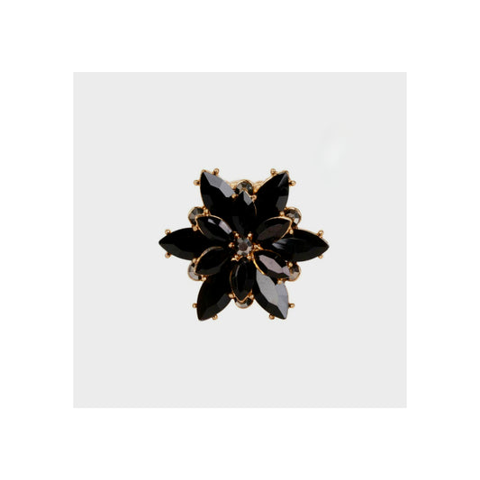 Black Floral Statement Ring