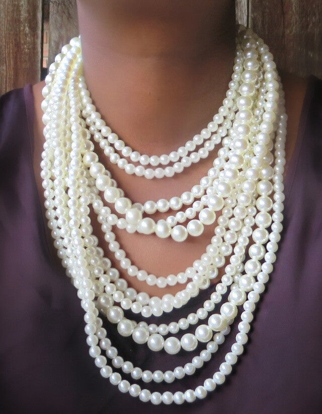 Ultimate Layered Pearls Statement Necklace