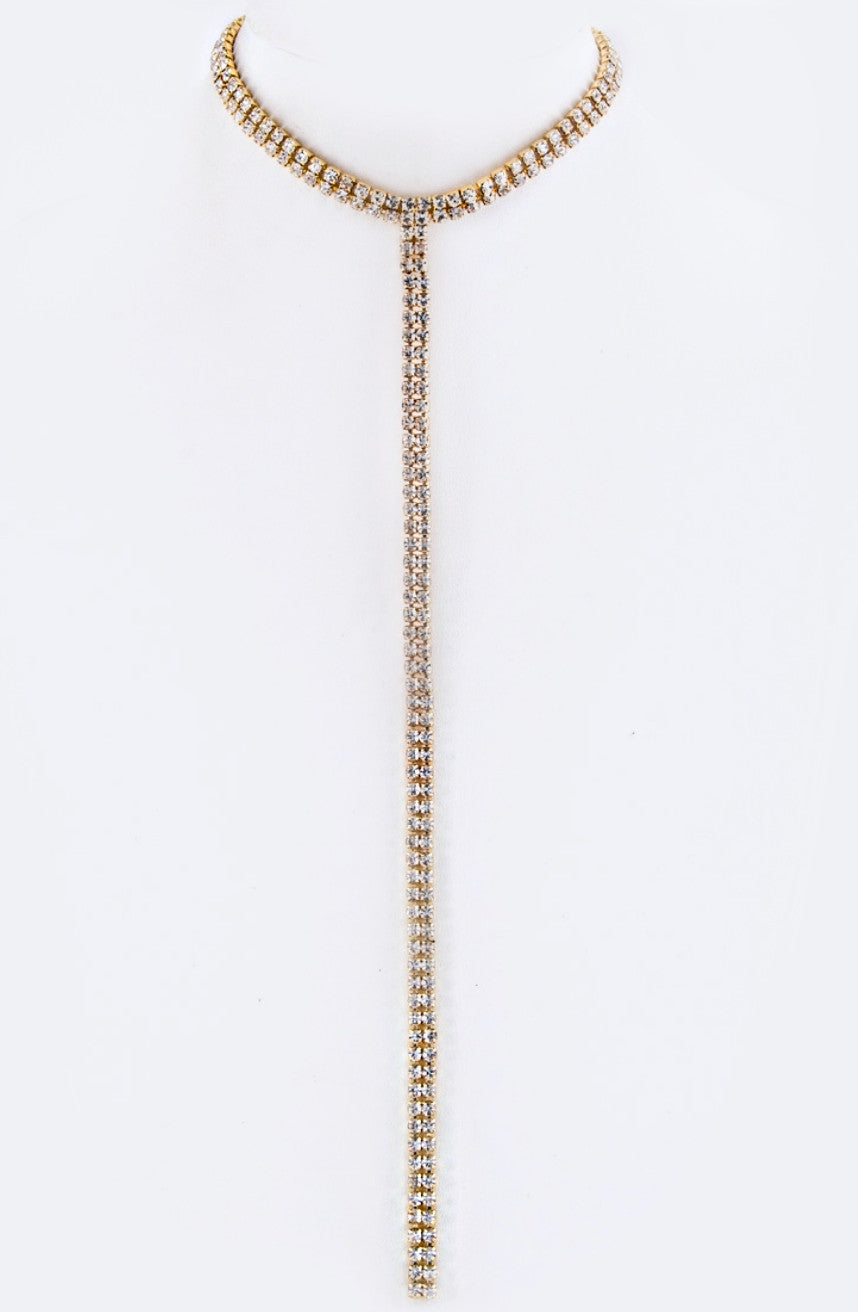 Crystal Drop Necklace - Gold