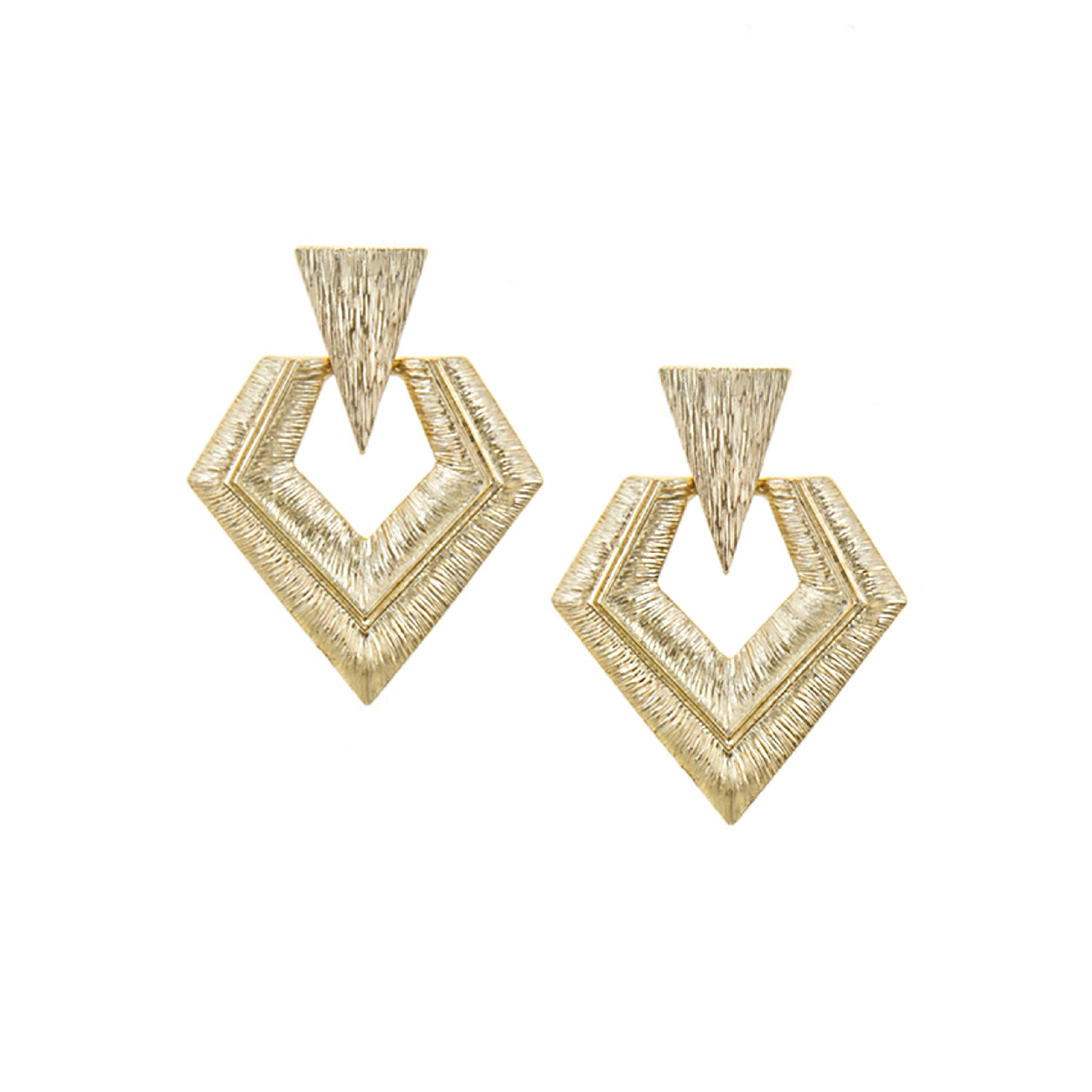 Textured Geometric Dangle Earrings (Gold)