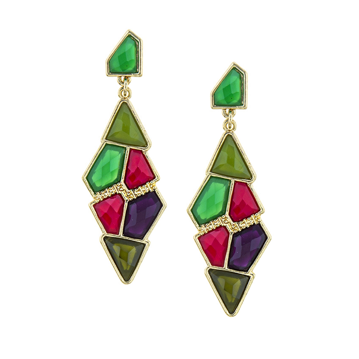 Gem Cluster Earrings (Green)