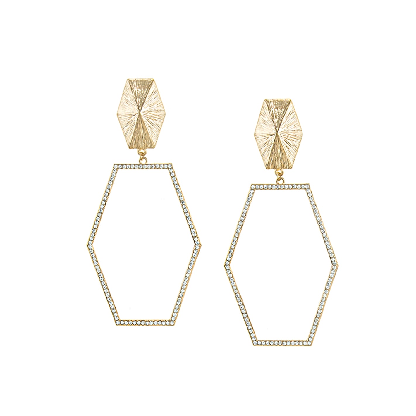 Oversized Hexagon Earrings (Gold)