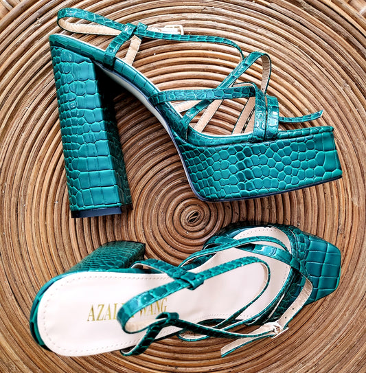 Croc Embossed Platform Heels (NEW)