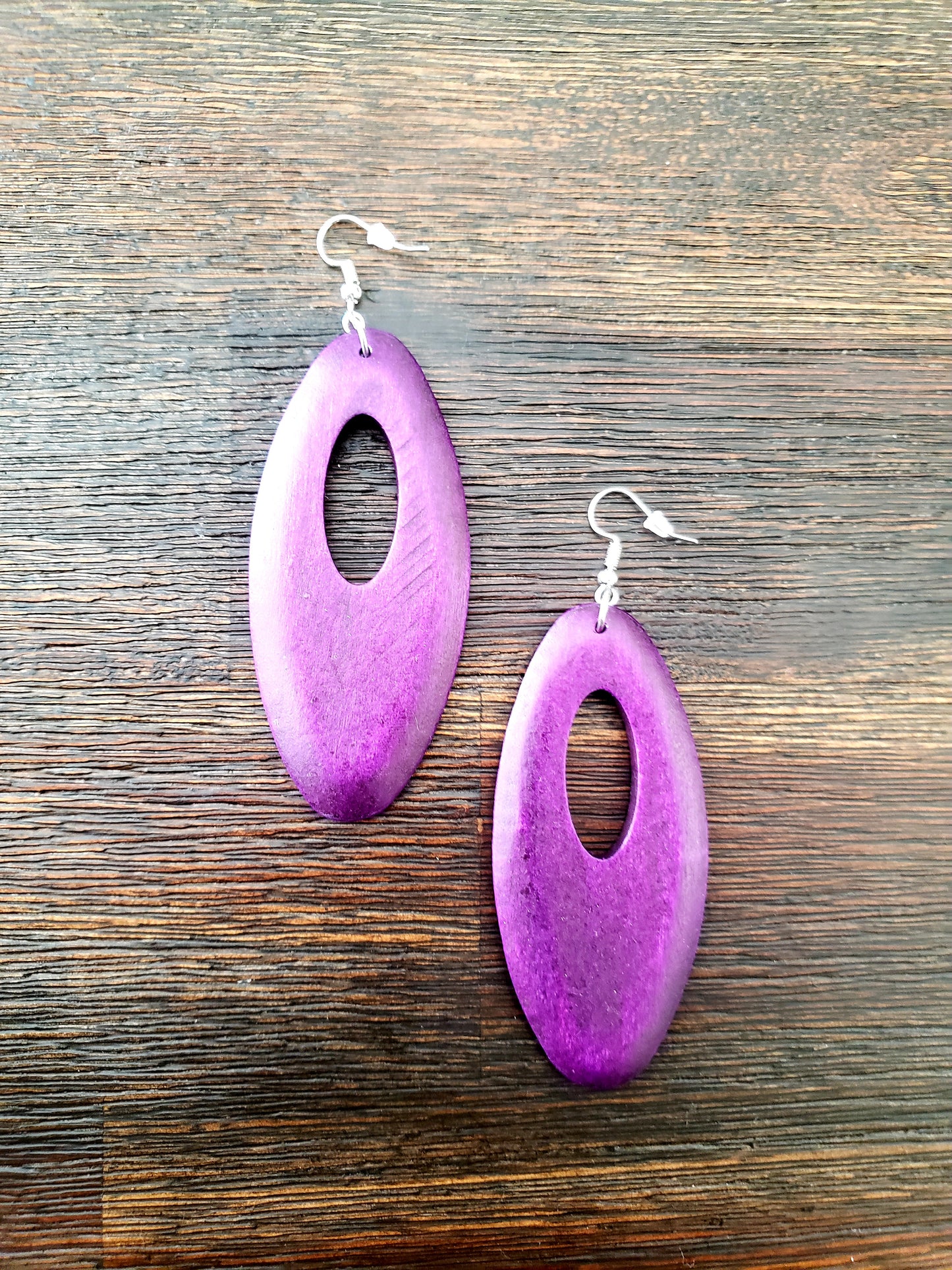 Wooden Oval Cut-Out Earrings (NEW)