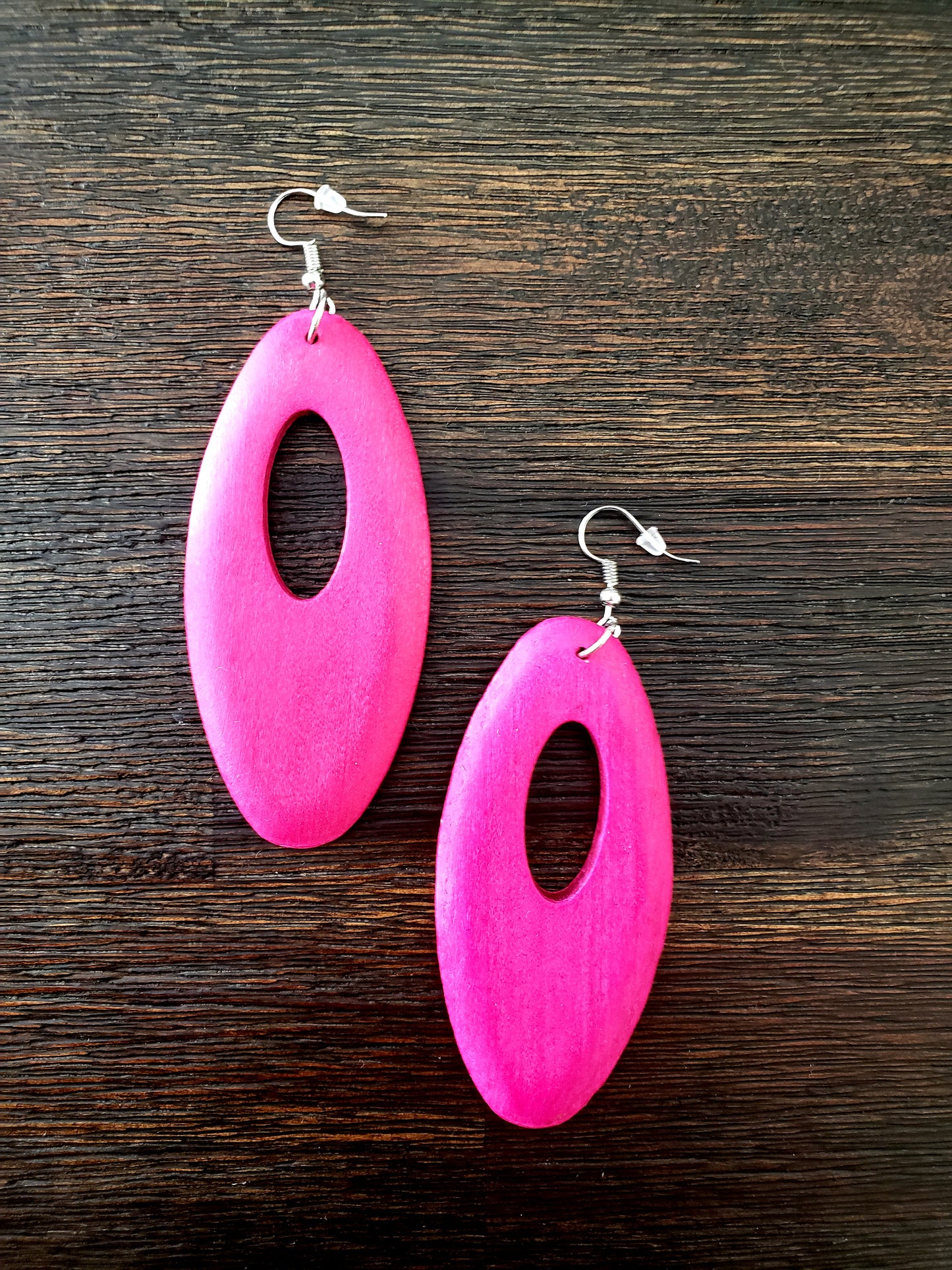 Wooden Oval Cut-Out Earrings (NEW)