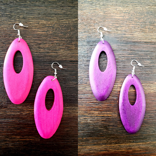 Wooden Oval Cut-Out Earrings (NEW)