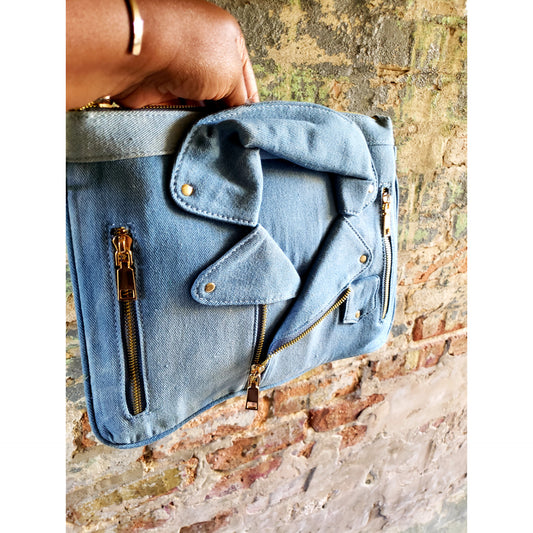 (Restocked) Denim Moto Jacket Clutch