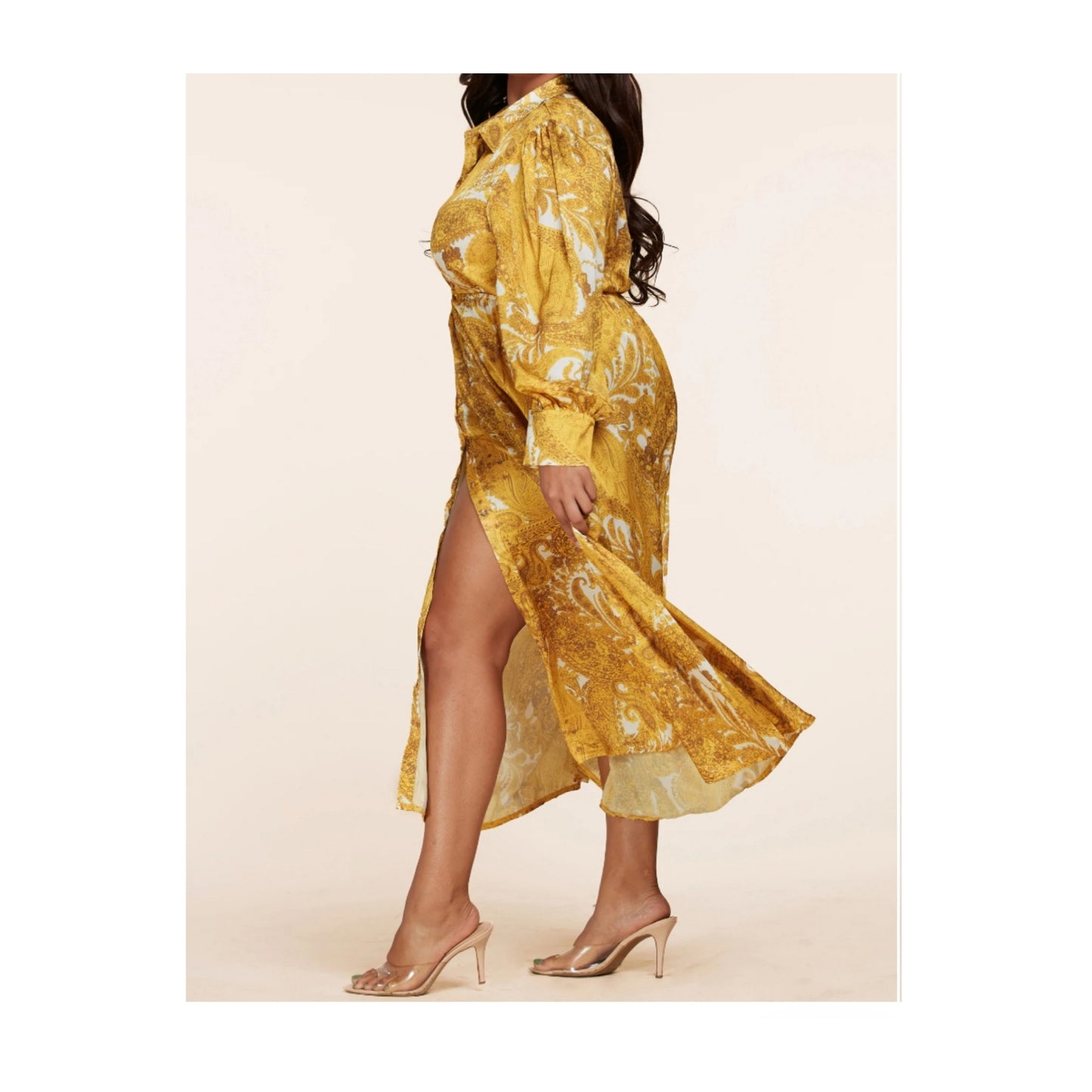 *Curvy* Dripping in Gold Maxi Dress
