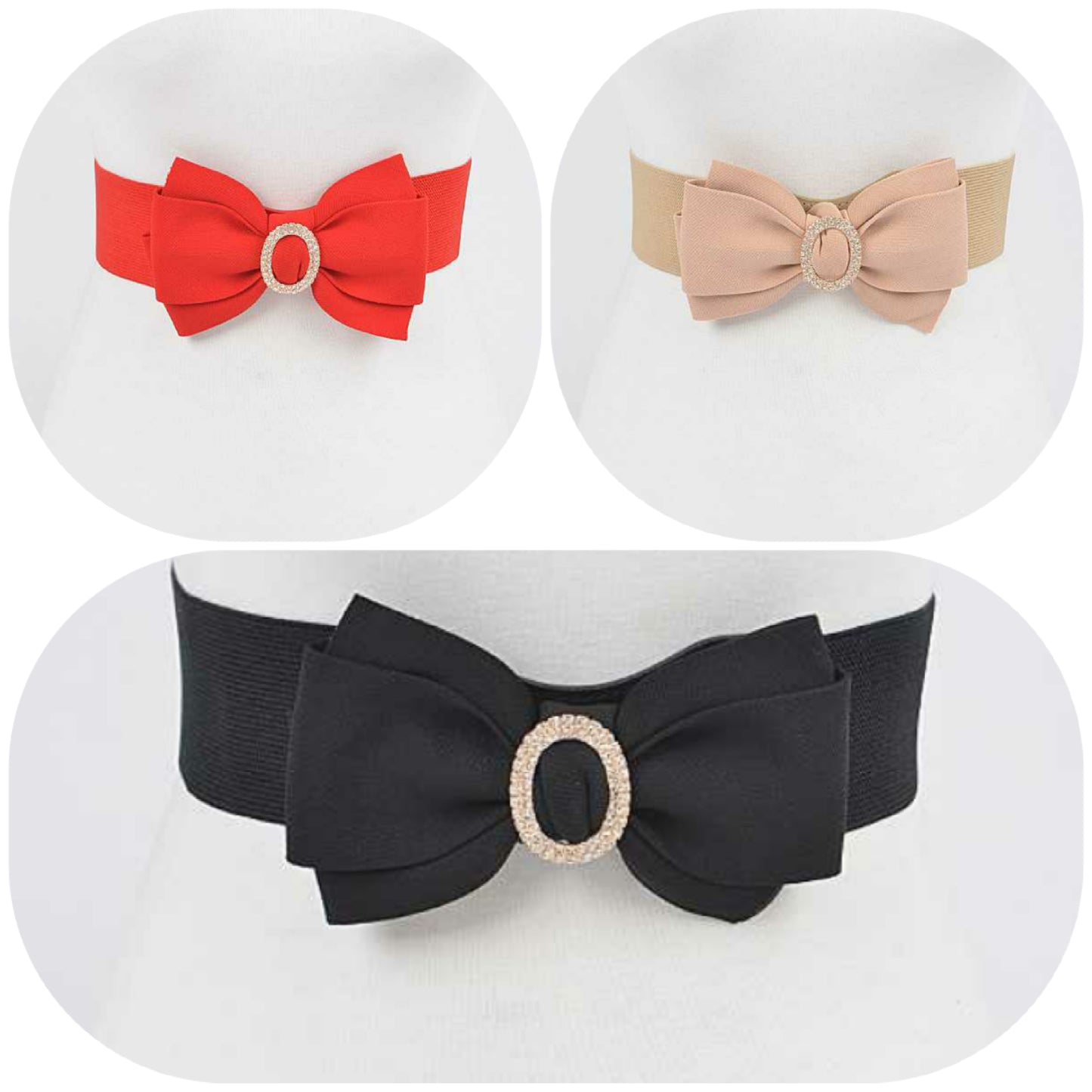 Classy Bow Belt with Rhinestone Accents
