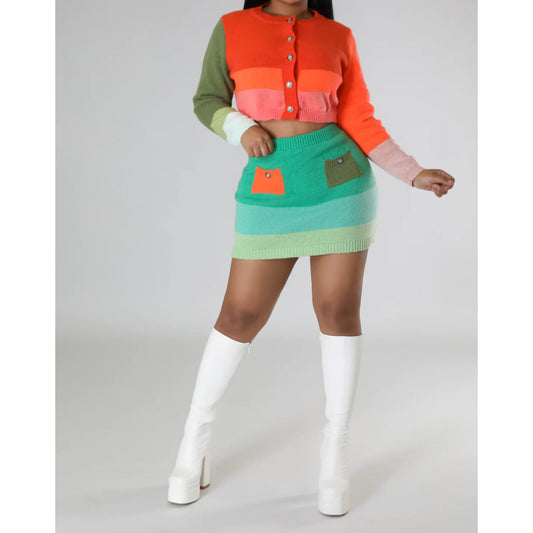 Colorblock Skirt Set