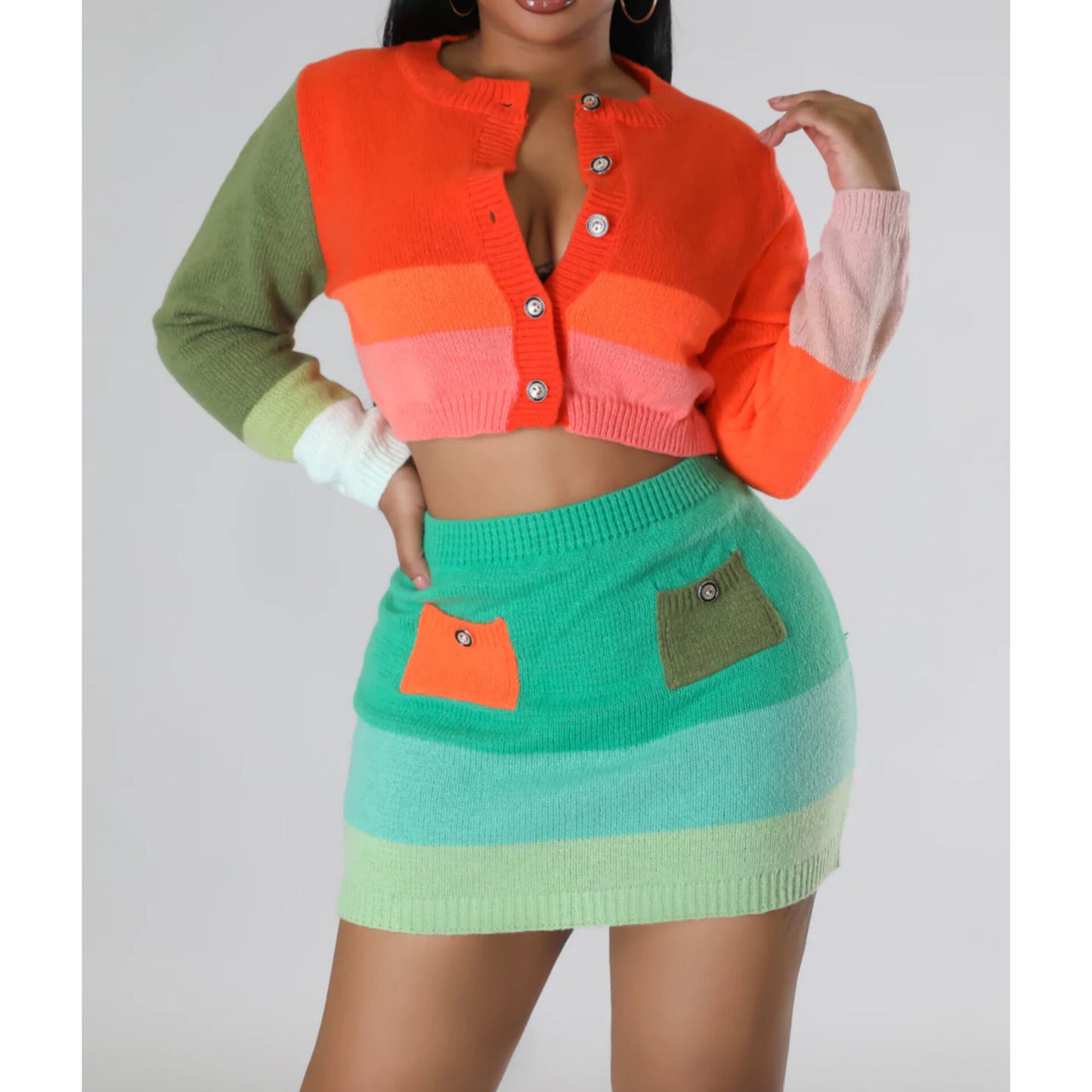 Colorblock Skirt Set