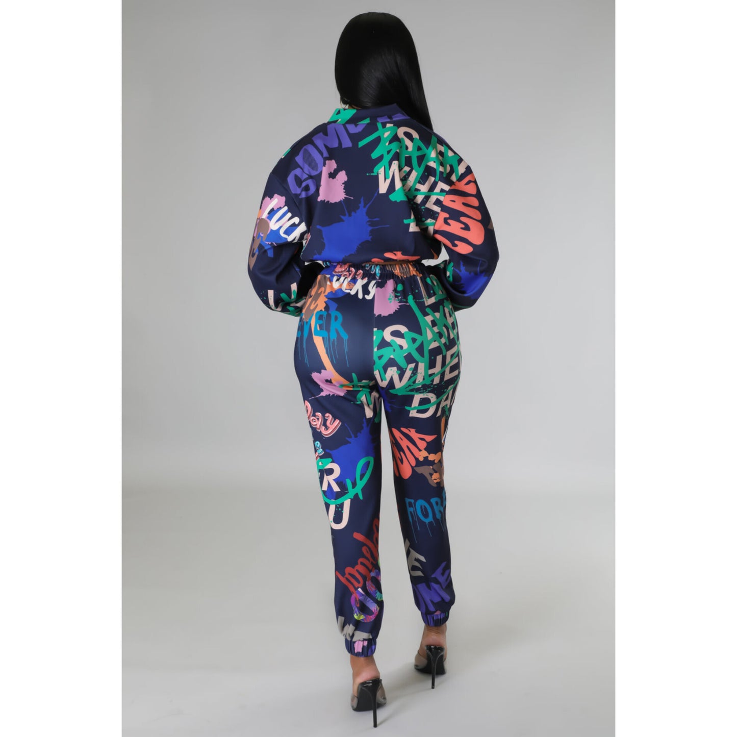 Urbanly Graffiti Print Pants Set