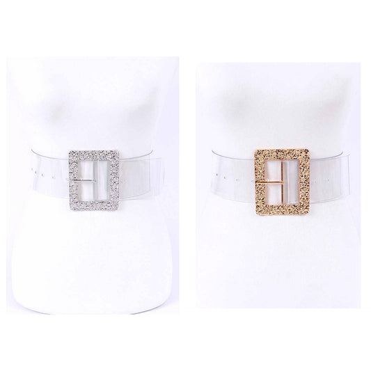 (RESTOCKED) Textured Buckle Transparent Belt