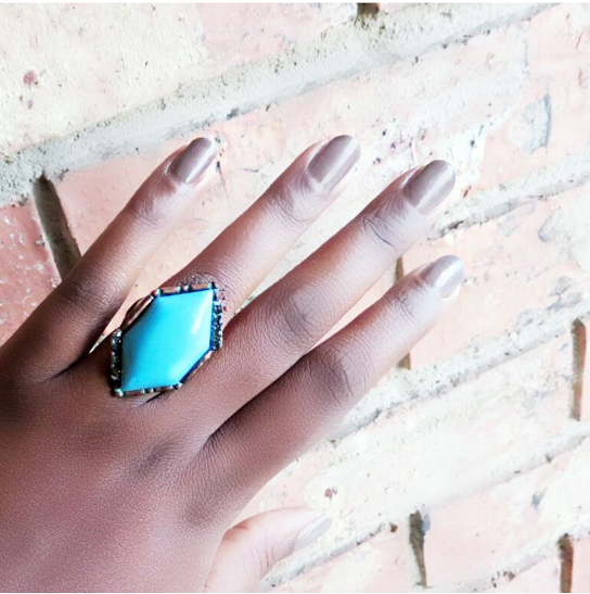 Turquoise Crystal & Stone Stretch Ring (OUT OF STOCK)