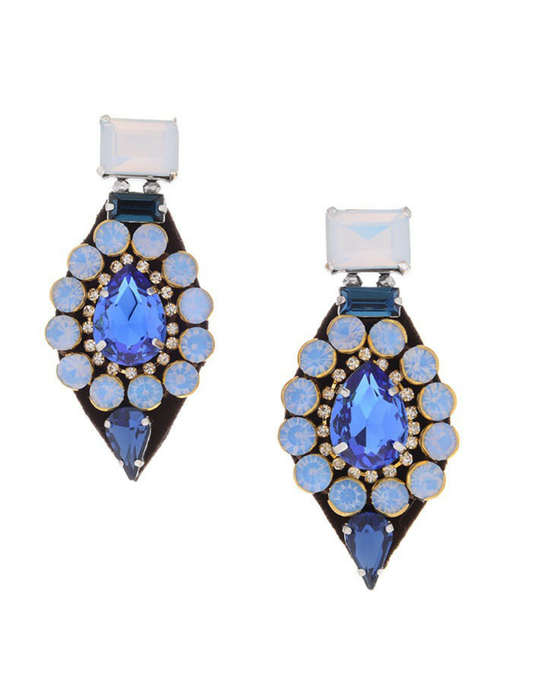 UC LUXE: Blue Floral Statement Earrings