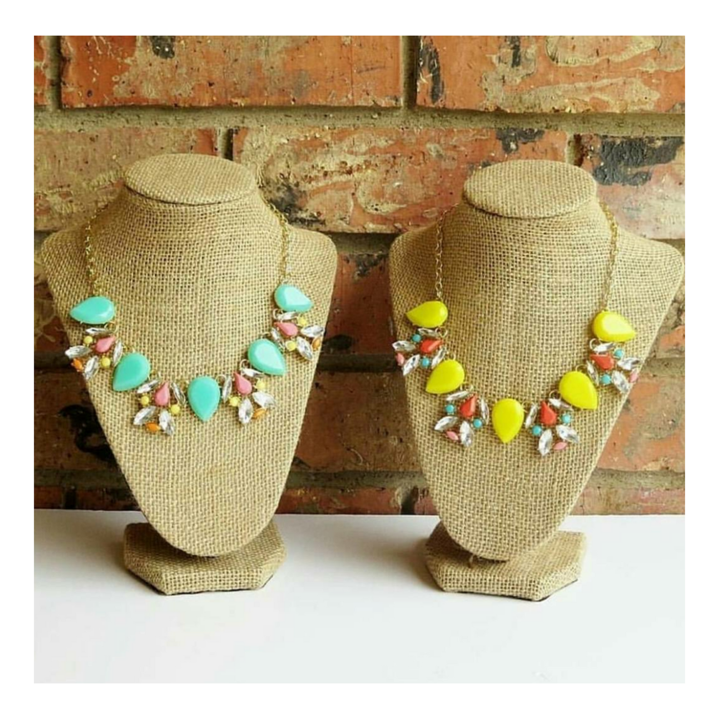 Yellow Crystal Accents Statement Necklace