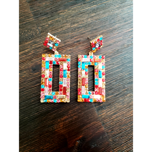 Bejeweled Square Earrings