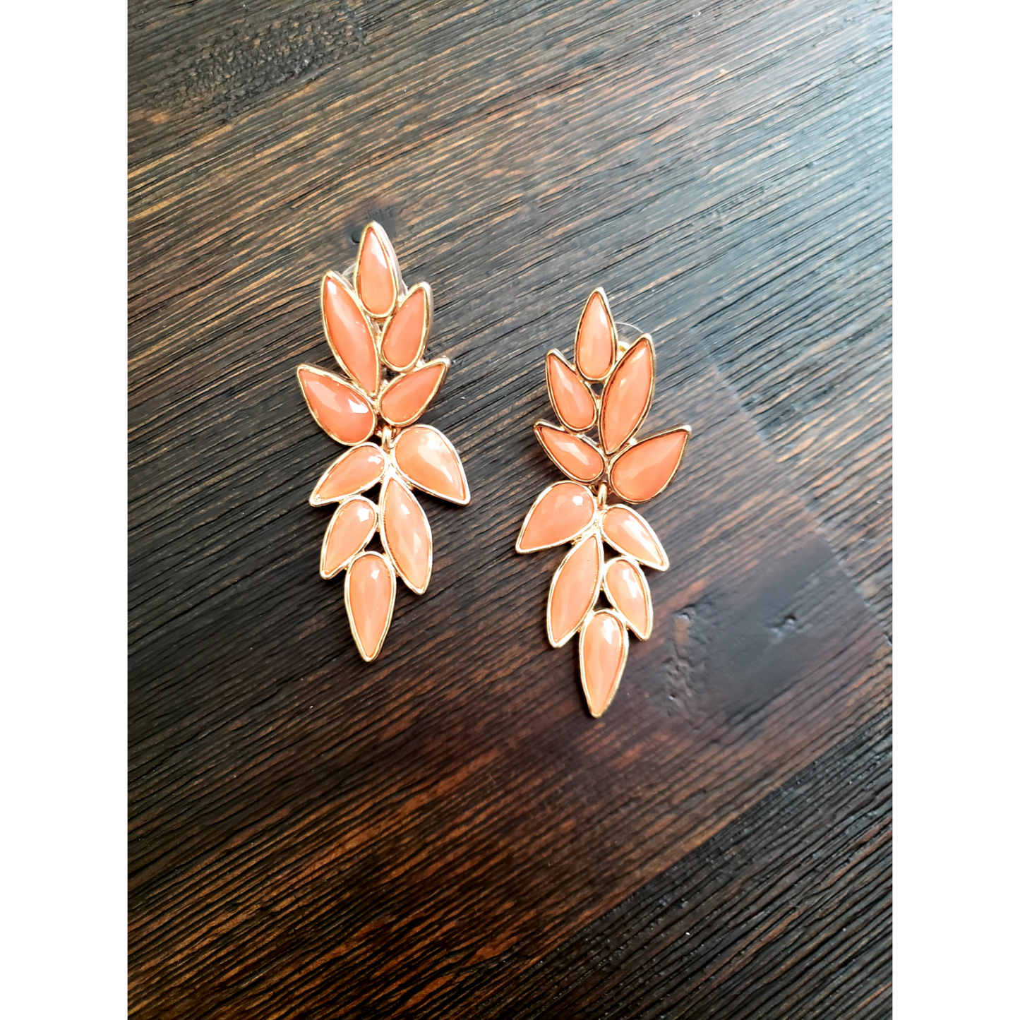 Coral Floral Stone Earrings