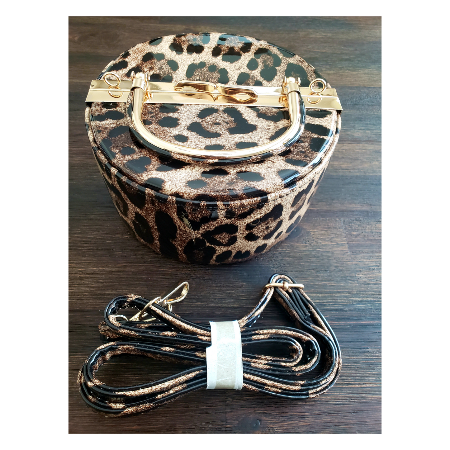 Leopard Print Kiss Lock Handbag