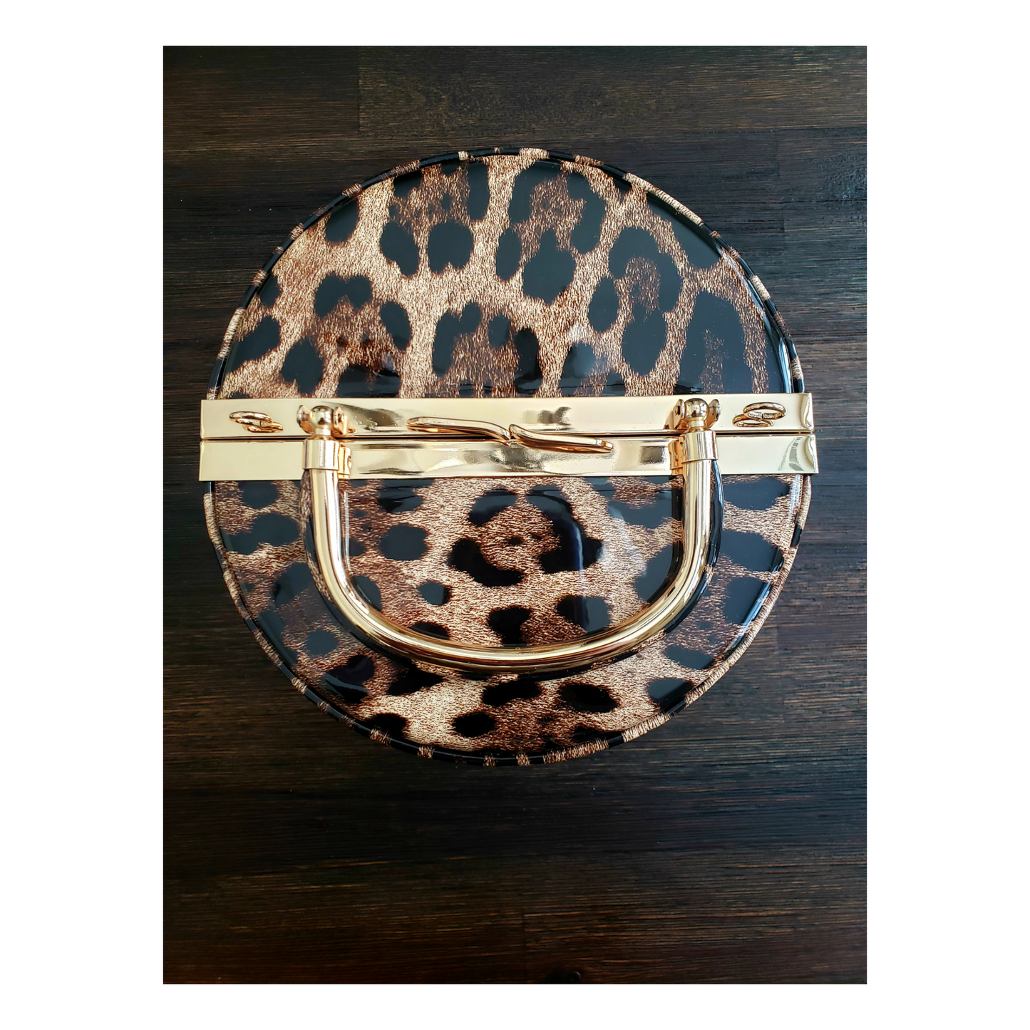 Leopard Print Kiss Lock Handbag