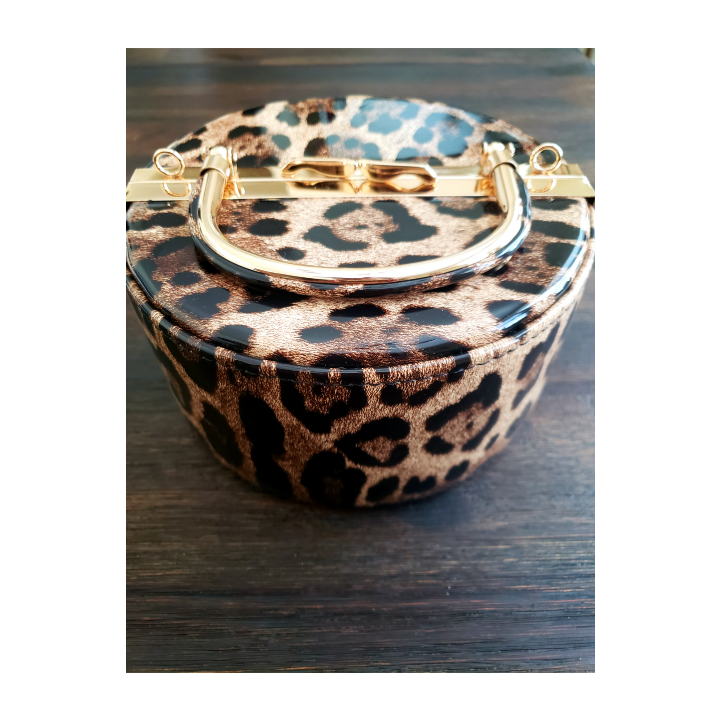 Leopard Print Kiss Lock Handbag