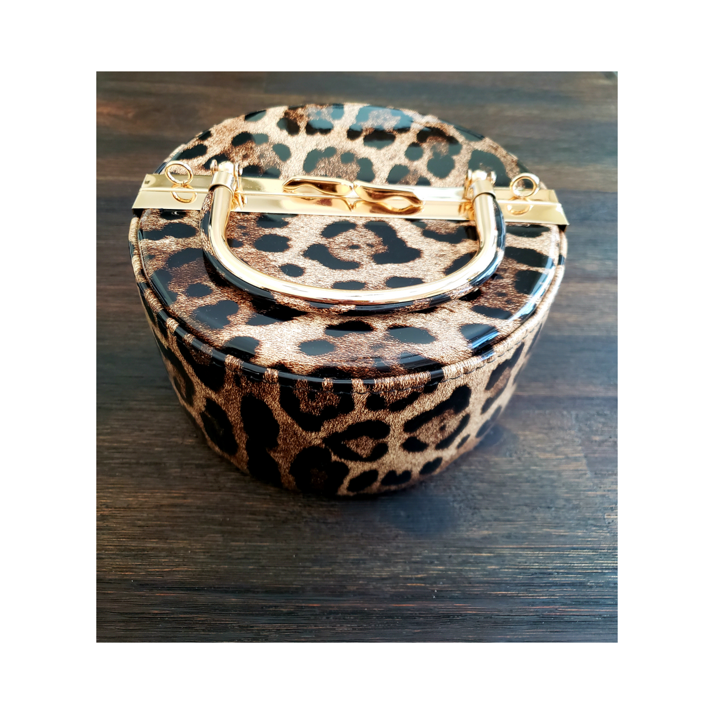 Leopard Print Kiss Lock Handbag