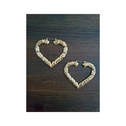 Heart-Shaped Bamboo Earrings