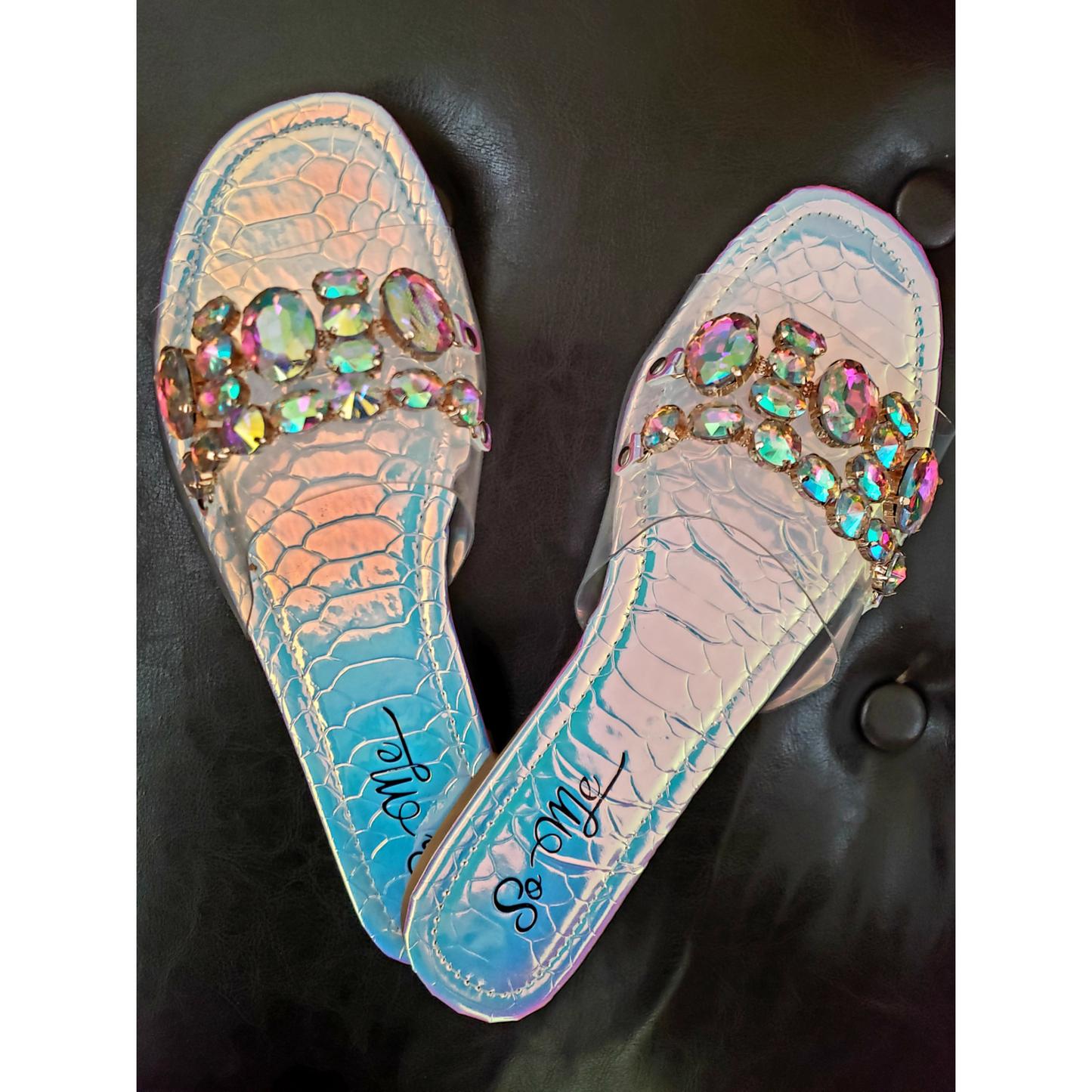 Bejeweled Iridescent Slides