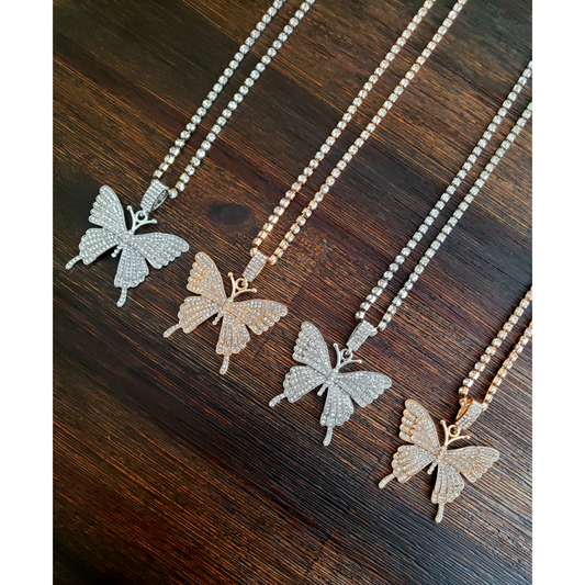 Blinged-Out Butterfly Necklace (2 Options)