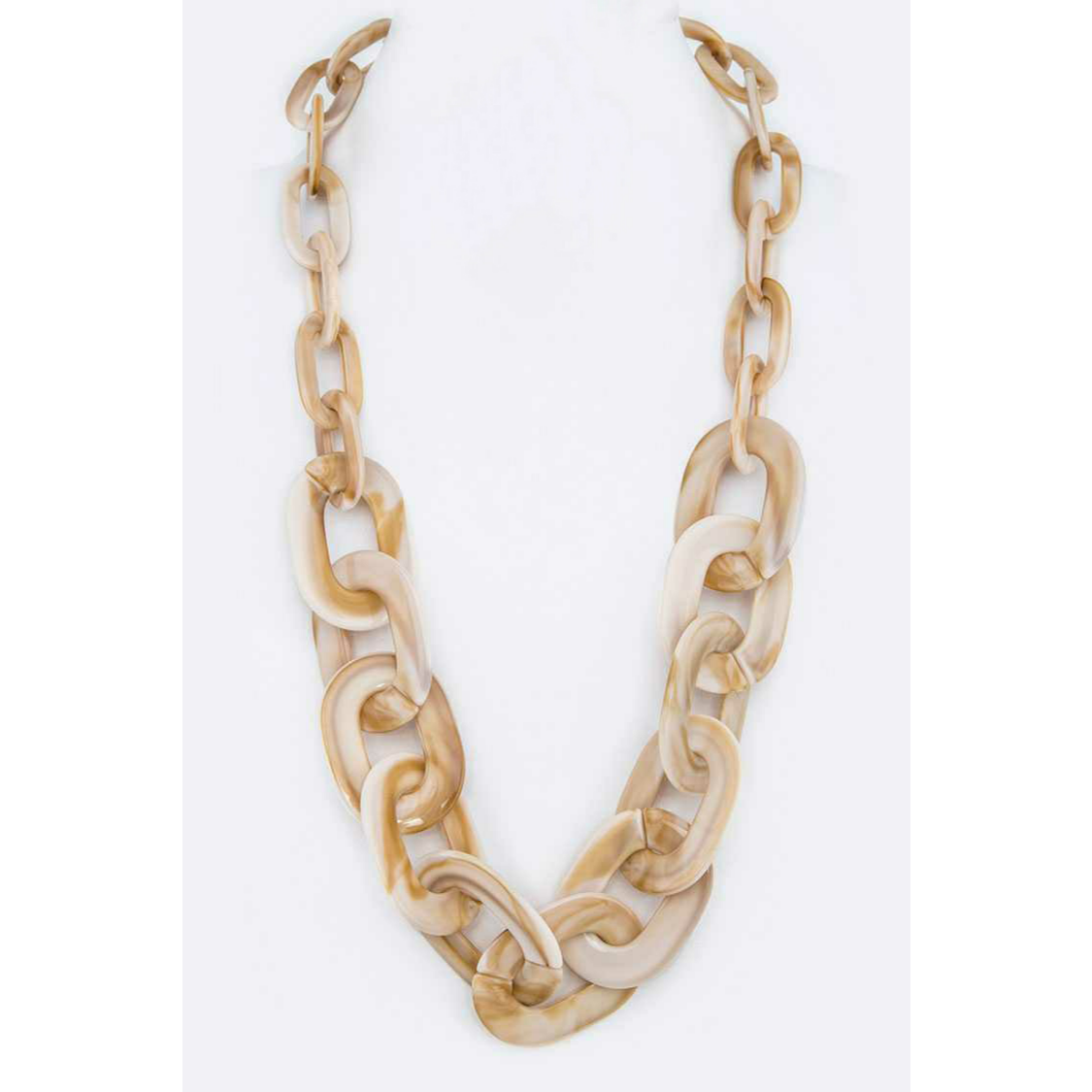 Resin Chain Link Necklace - Cream