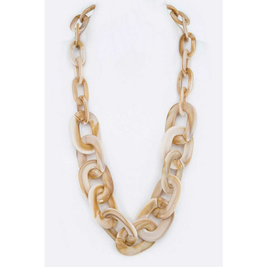 Resin Chain Link Necklace - Cream