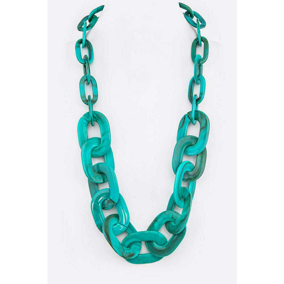 Resin Chain Link Necklace - Turquoise