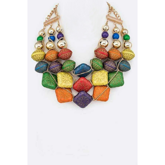Multicolored Indian Flair Statement Necklace