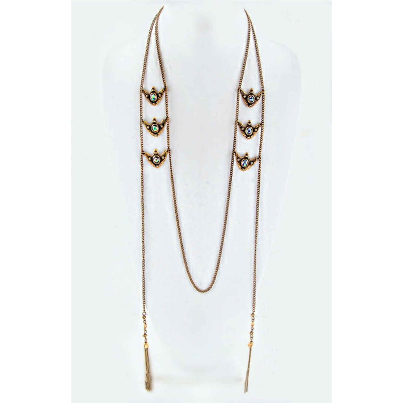 Double Tassel Tribal Statement Necklace