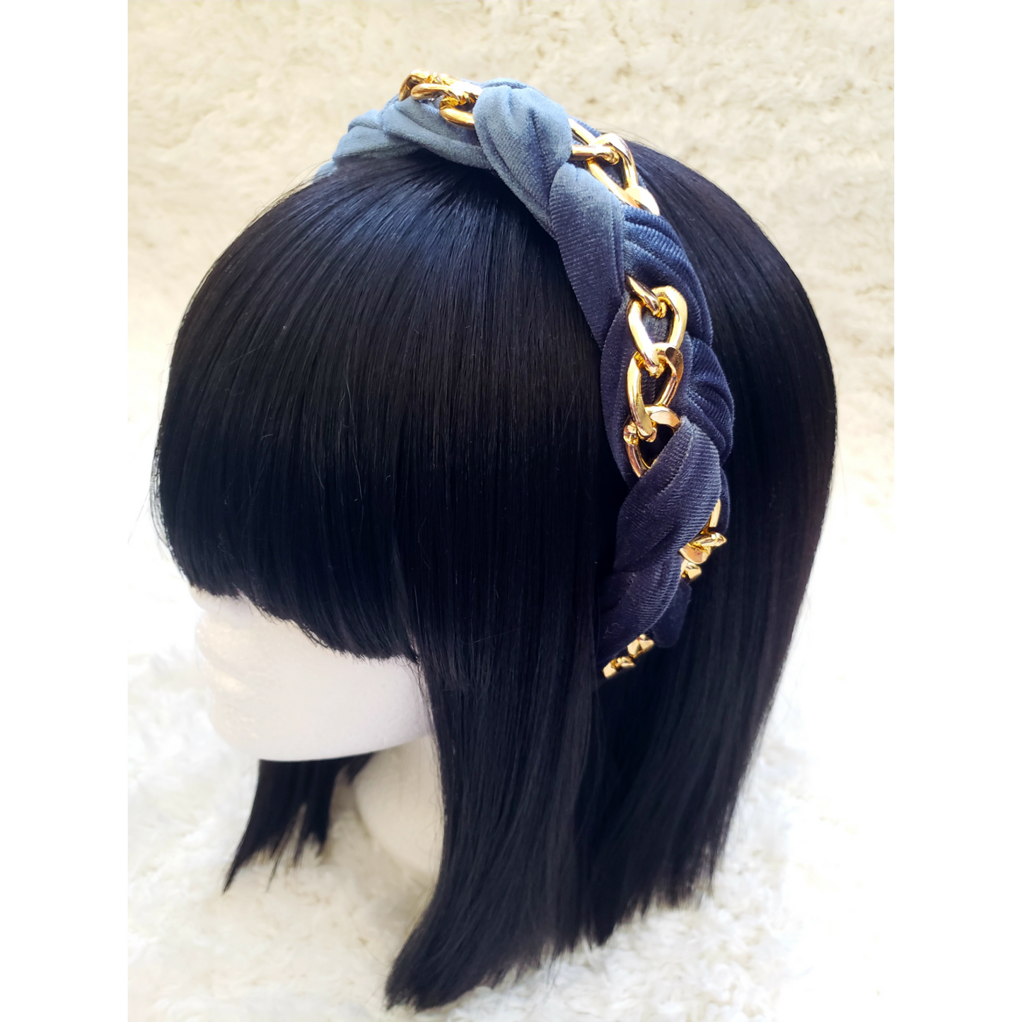 Braided Velvet Headband With Chain