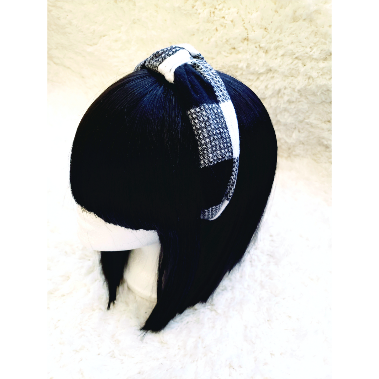 Plaid Headband - Black & White