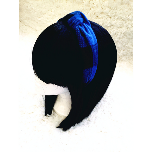 Plaid Headband - Blue