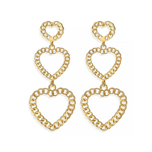 Heart Chain Drop Earrings