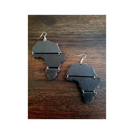 Wooden Africa Earrings - Black (NEW)